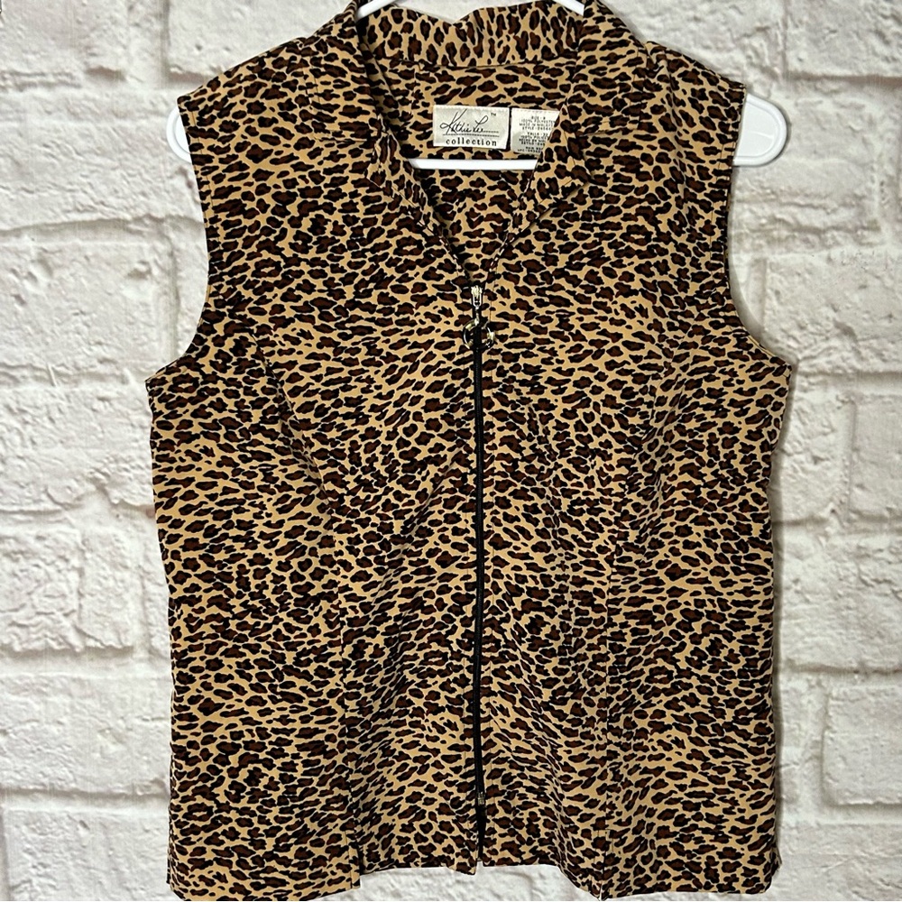 Kathie Lee‎ Collection Leopard Cheetah Vest Zipper Small